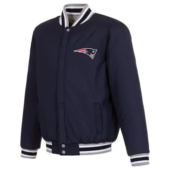 New England Patriots Two-Tone Reversible Fleece Jacket (733gry/blk)